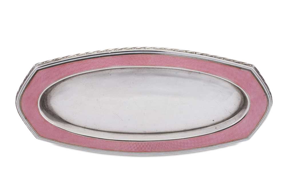 Lot 54 - An early 20th century German unmarked silver and guilloche enamel pin dish, Pforzheim circa 1910