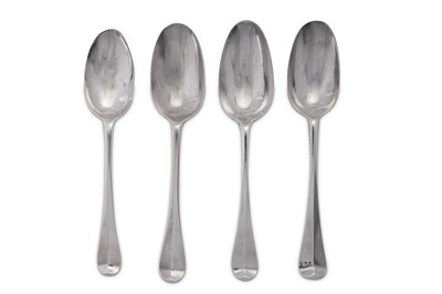 Lot 348 - Four George I sterling silver tablespoons