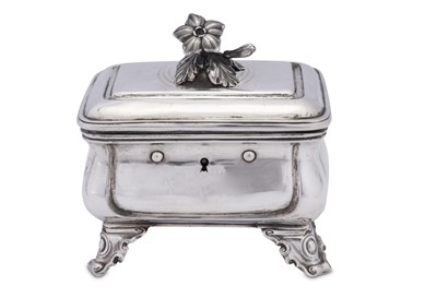 Lot 84 - A mid-19th century German 13 loth (812 standard) silver sugar box (zuckerdose), circa 1860 marked J