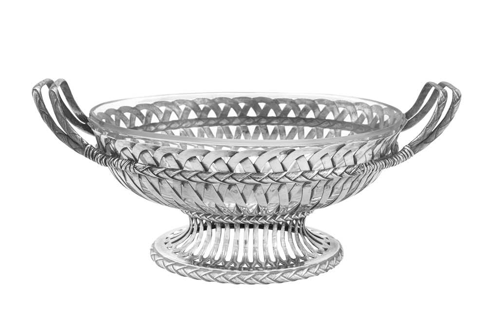 Lot 97 - A late 19th century / early 20th century German 800 standard silver twin handled fruit bowl, Schwäbisch Gmünd circa 1900 by Deyhle Gebrüder