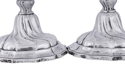 Lot 230 - A pair of early 20th century German 800 standard silver candlesticks, Bremen-Hemelingen 1908 by M. H. Wilkens & Söhne