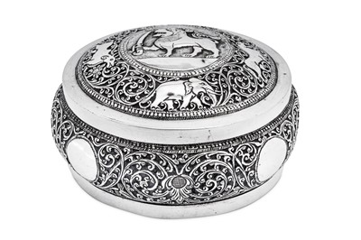 Lot 216 - An early 20th century Ceylonese (Sri Lankan) unmarked silver dressing table box, Kandy circa 1930