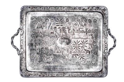 Lot 176 - An early 20th century Anglo – Indian unmarked silver twin handled tray, Calcutta circa 1910
