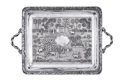 Lot 176 - An early 20th century Anglo – Indian unmarked silver twin handled tray, Calcutta circa 1910