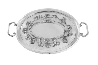 Lot 178 - An early 20th century Anglo – Indian unmarked silver twin handled tray, Calcutta circa 1930