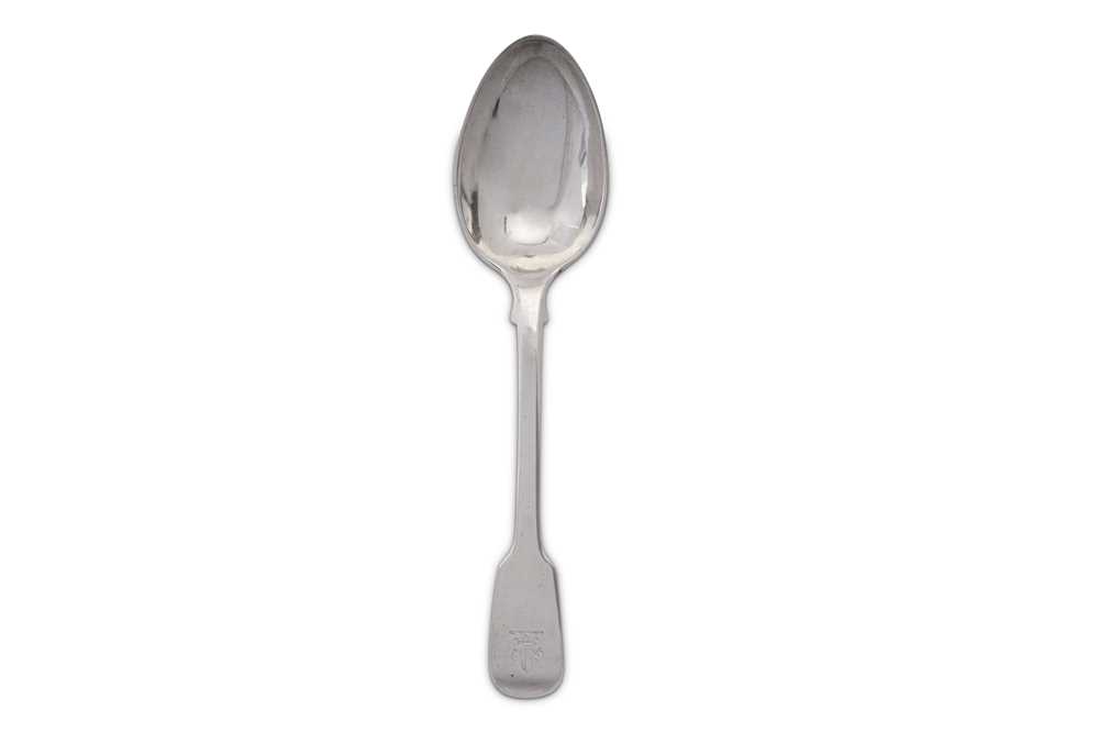 Lot 365 - A George III sterling silver dessert spoon, London 1817 by Paul Storr (1771-1844, first reg. 12th Jan 1793)