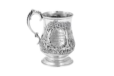 Lot 480 - Native American interest – A Victorian sterling silver christening mug, London 1871 by Robert Harper