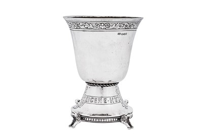 Lot 86 - An early 20th century German historismus sterling silver goblet, Hanau by Neresheimer, import marks for London 1910 by Berthold Muller