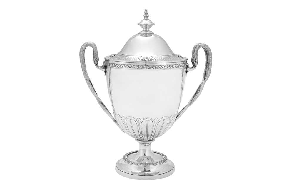 Lot 515 - A George III sterling silver cup and cover, London 1803 by William Holmes (reg. 21st March 1792, died circa 1805)