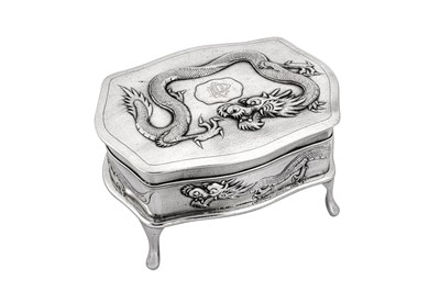 Lot 224 - An early 20th century Chinese Export silver jewellery casket, apparently unmarked, but probably Hong Kong