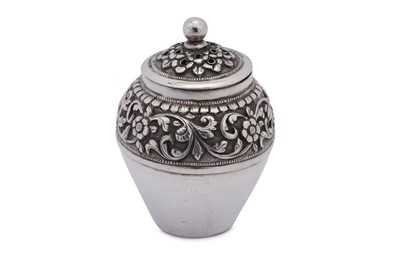 Lot 204 - A late 19th century Anglo – Indian silver pepper pot, Cutch, Bhuj, circa 1880 by Oomersi Mawji (active 1860-90)