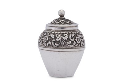 Lot 204 - A late 19th century Anglo – Indian silver pepper pot, Cutch, Bhuj, circa 1880 by Oomersi Mawji (active 1860-90)