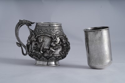 Lot 210 - An early 20th century Burmese unmarked silver mug, Thayetmyo circa 1910