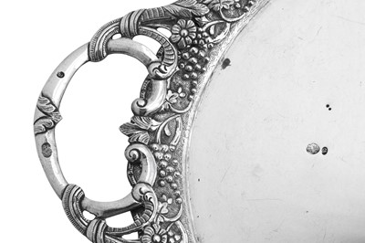 Lot 236 - A late 19th century Ottoman Turkish 900 standard silver twin handled tray, Tughra of Sultan Abdul Hamid II (1876-1909)