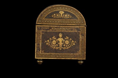 Lot 101 - ATTRIBUTED TO PLACIDO ZULOAGA: A FINE LATE 19TH CENTURY GOLD DAMASCENED STEEL CASKET