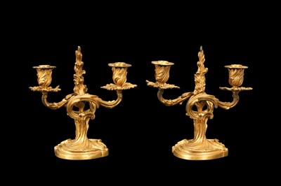 Lot 91 - A FINE PAIR OF LATE 19TH CENTURY FRENCH GILT BRONZE CANDLESTICKS BY JOLLET & CIE, PARIS