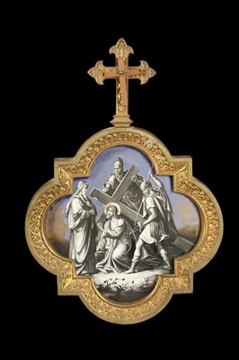 Lot 32 - A SET OF LATE 19TH CENTURY FRENCH GILT BRONZE AND PORCELAIN PANELS DEPICTING THE STATIONS OF THE CROSS