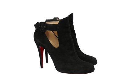 Lot 442 - Christian Louboutin Black Cut Out Ankle Boots - Size 41.5