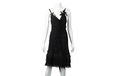 Lot 415 - Prada Black Beaded Front Cocktail Dress - Size 44