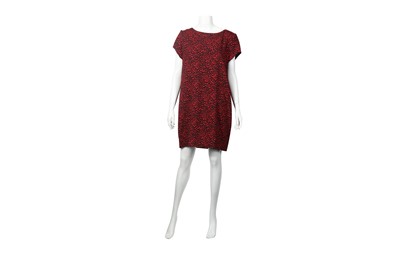 Lot 416 - Saint Laurent Red Heart Print Shift Dress - Size 44