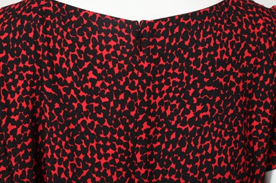 Lot 416 - Saint Laurent Red Heart Print Shift Dress - Size 44