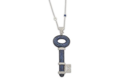 Lot 112 - Theo Fennell | A sapphire and diamond key pendant necklace