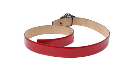 Lot 26 - Valentino Red Lace Buckle Belt - Size 80