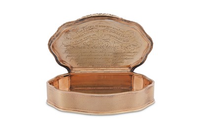 Lot 1 - A George IV sterling silver gilt snuff box, London 1828 by Charles Rawlings (this mark. 28th Oct 1819)
