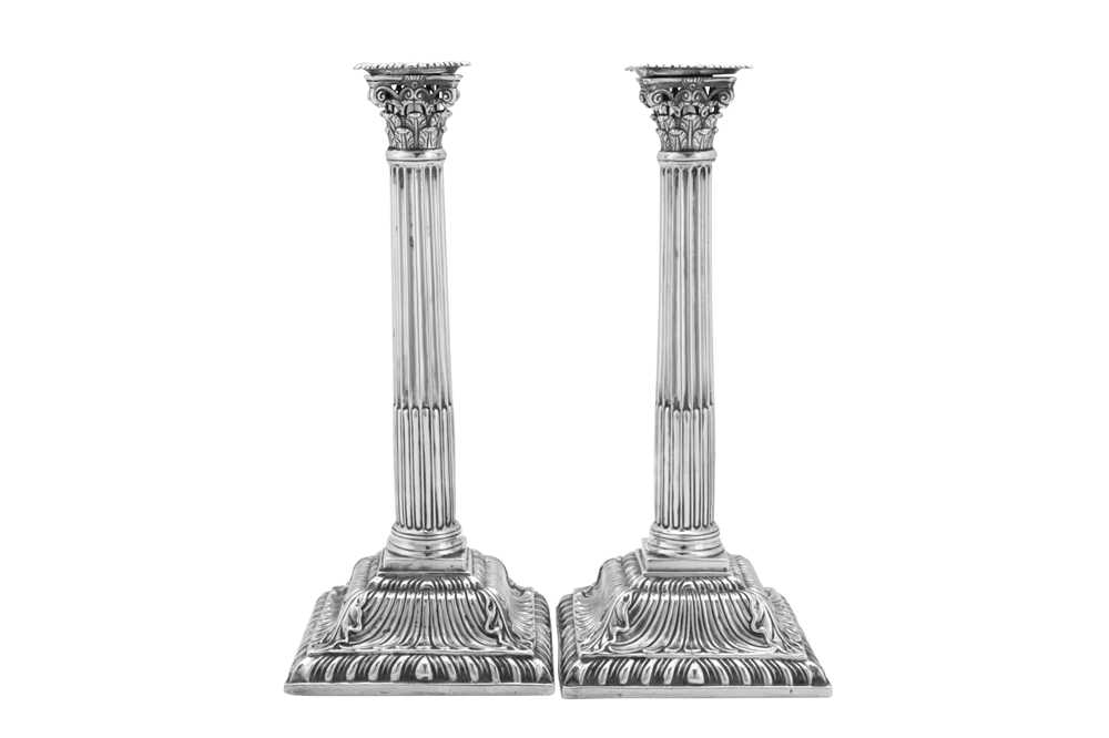 Lot 507 - A pair of early George III sterling silver candlesticks, London 1760 by Louis Black (reg. 30th July 1756)