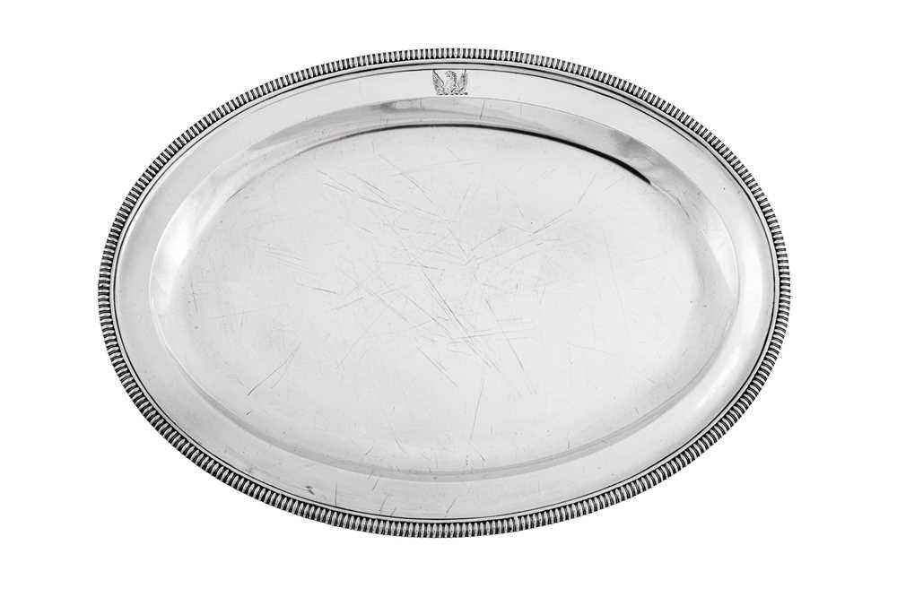 Lot 499 - A George III sterling silver meat dish, London 1808 by William Frisbee (first reg. 12th April 1791)