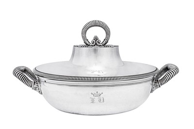 Lot 130 - An early 19th century French First Empire 950 standard silver entrée dish (légumier), Paris 1798-1809 by Odiot