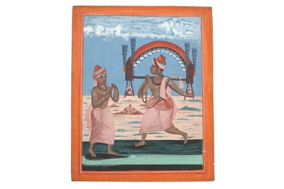 Lot 41 - A SOUTH INDIAN PANDIT AND HIS DISCIPLE ON THEIR WAY TO WORSHIP
