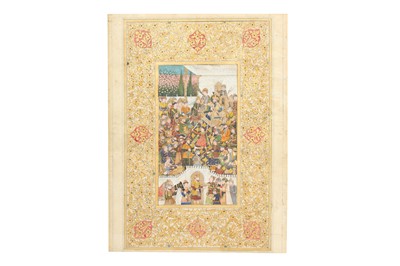 Lot 43 - A MISCELLANEOUS GROUP OF SIX INDO-PERSIAN AND SAFAVID-REVIVAL PAINTINGS AND LOOSE FOLIOS
