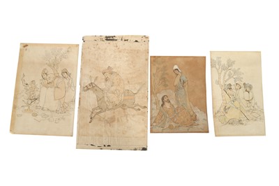 Lot 49 - A MISCELLANEOUS GROUP OF FIFTEEN INDO-PERSIAN, MUGHAL AND SAFAVID-REVIVAL LOOSE FOLIOS AND PAINTINGS