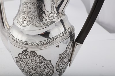 Lot 119 - An early 19th century Portuguese silver coffee pot, Lisbon circa 1800 by F over L.S (unidentified V.362)