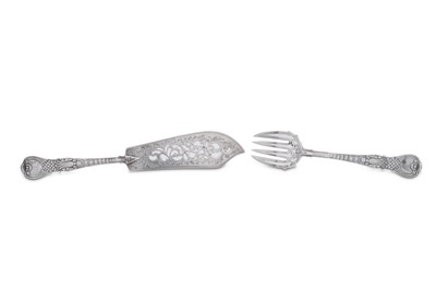 Lot 378 - A pair of Victorian sterling silver fish servers, London 1855 by William Robert Smiley