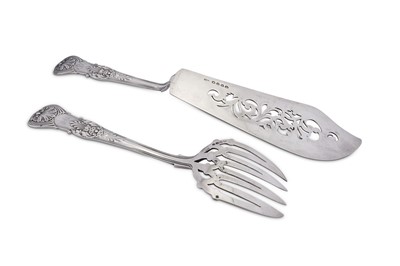 Lot 378 - A pair of Victorian sterling silver fish servers, London 1855 by William Robert Smiley