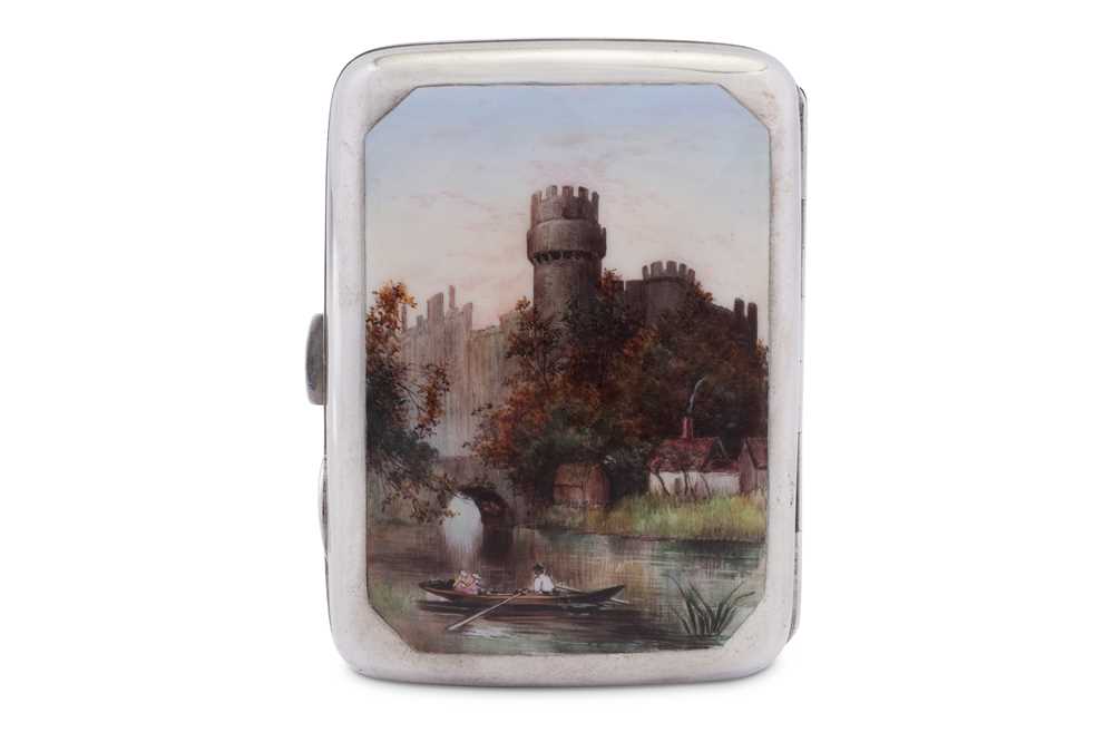 Lot 62 - A Victorian sterling silver and enamel cigarette case, Chester 1886 by William Neale