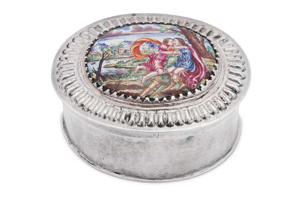Lot 81 - An early 18th century German silver and enamel box, probably Augsburg circa 1720 by W.S in an oval (probably Rosenberg 728)