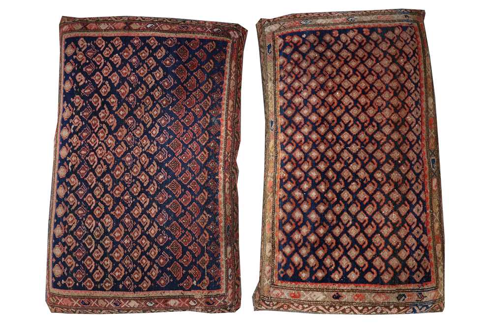 Lot 13 - A LOT OF TWO LARGE CUSHIONS WITH ORIENTAL RUG FACE.