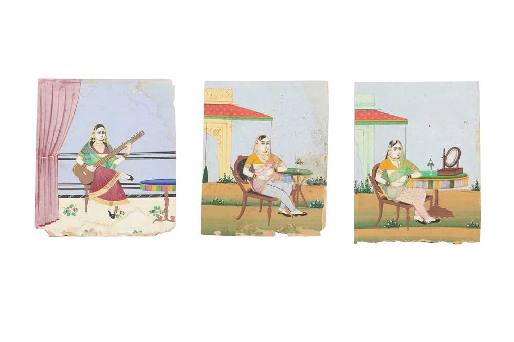 Lot 53 - THREE PORTRAITS OF SEATED COURTLY LADIES