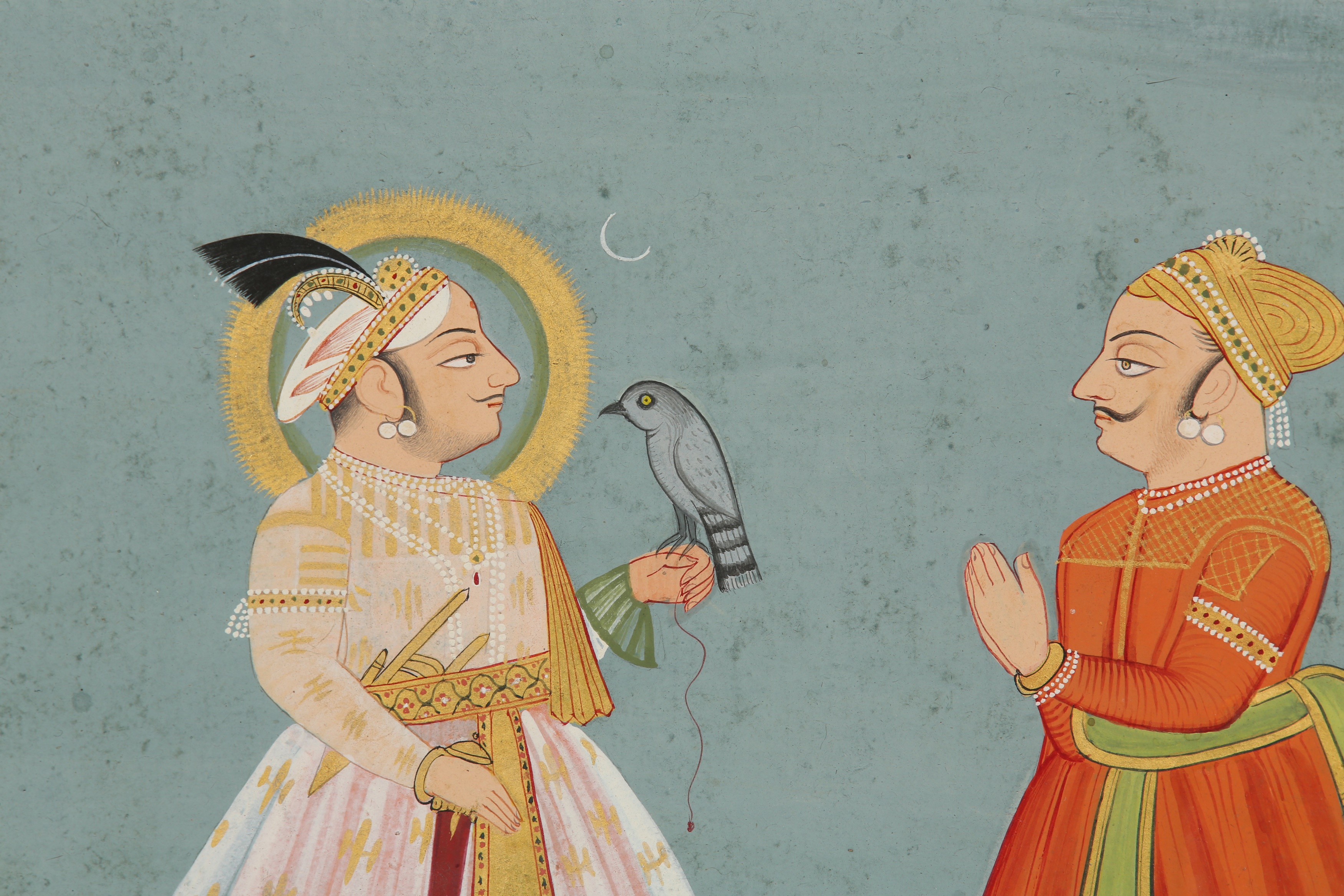 Lot 71 - A HAWKING SCENE WITH A RAJPUT RULER AND HIS