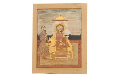 Lot 76 - A SERIES OF SIX PORTRAITS OF ENTHRONED MUGHAL EMPERORS
