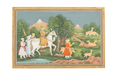 Lot 78 - THREE MUGHAL-REVIVAL HUNTING SCENES FOR THE EXPORT MARKET