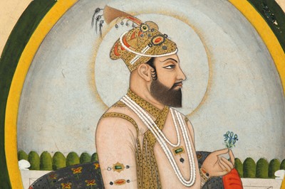Lot 80 - AN OVAL PORTRAIT OF A MUGHAL EMPEROR