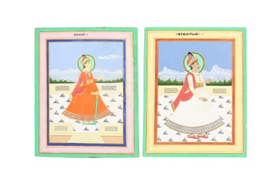 Lot 81 - FOUR STANDING PORTRAITS OF RAJASTHANI RULERS