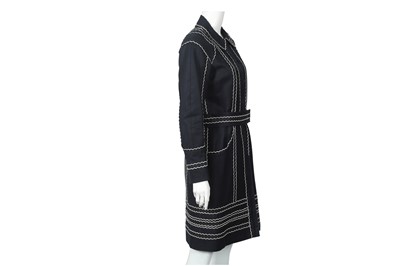 Lot 121 - Louis Vuitton Navy Belted Linen Coat - Size 40