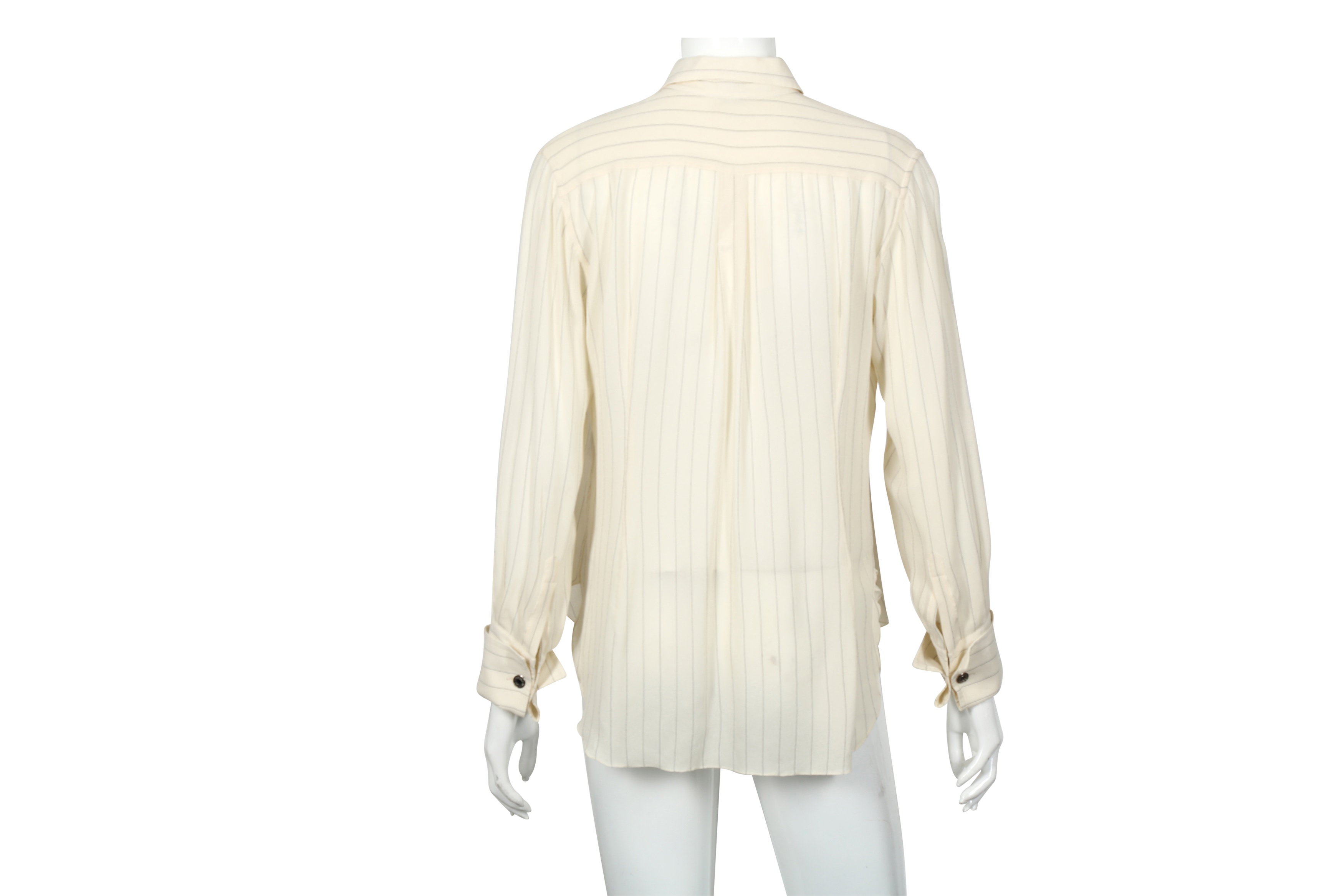 Lot 296 - Hermes Cream Pinstripe Sheer Silk Shirt