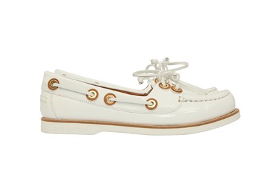 Lot 391 - Louis Vuitton White Marina Boat Shoes - Size 38
