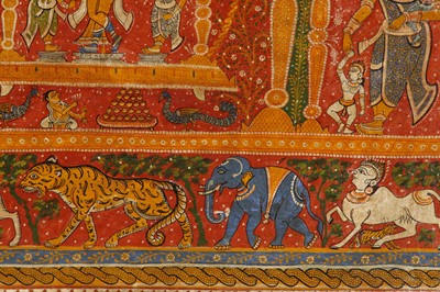 Lot 120 - A PATTACHITRA PAINTING WITH KRISHNA PLAYING THE FLUTE